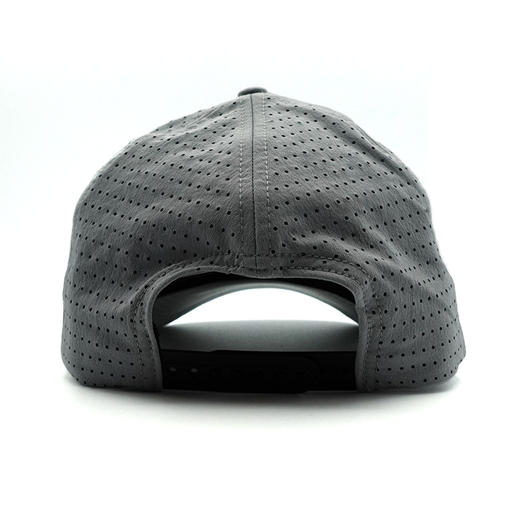 Gray Leather Patch Snapback Hat