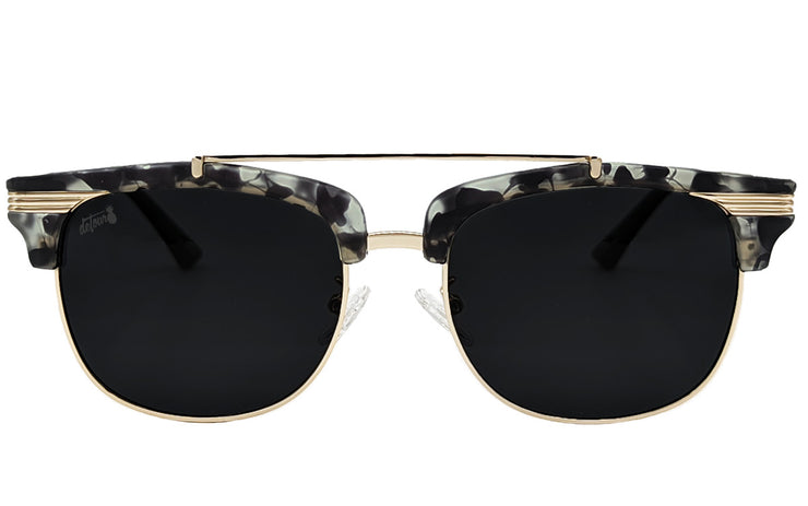 Matte Gray Tortoise Shell Gold - Jet Black Lens Polarized - Castaway